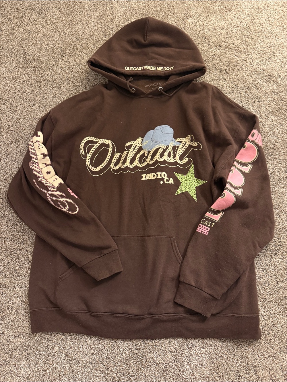 Outcast Brown Graphic Hoodie with stage coach special